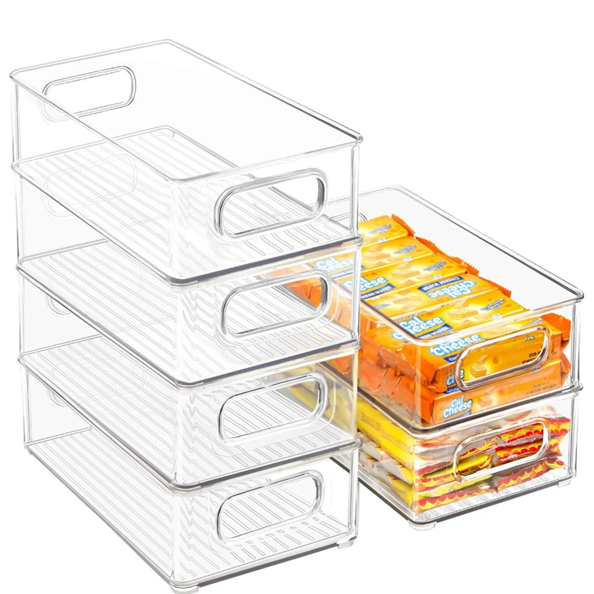 

6pcs stackable transparent refrigerator cabinet for easy space saving and organization - perfect for kitchens and refrigerators