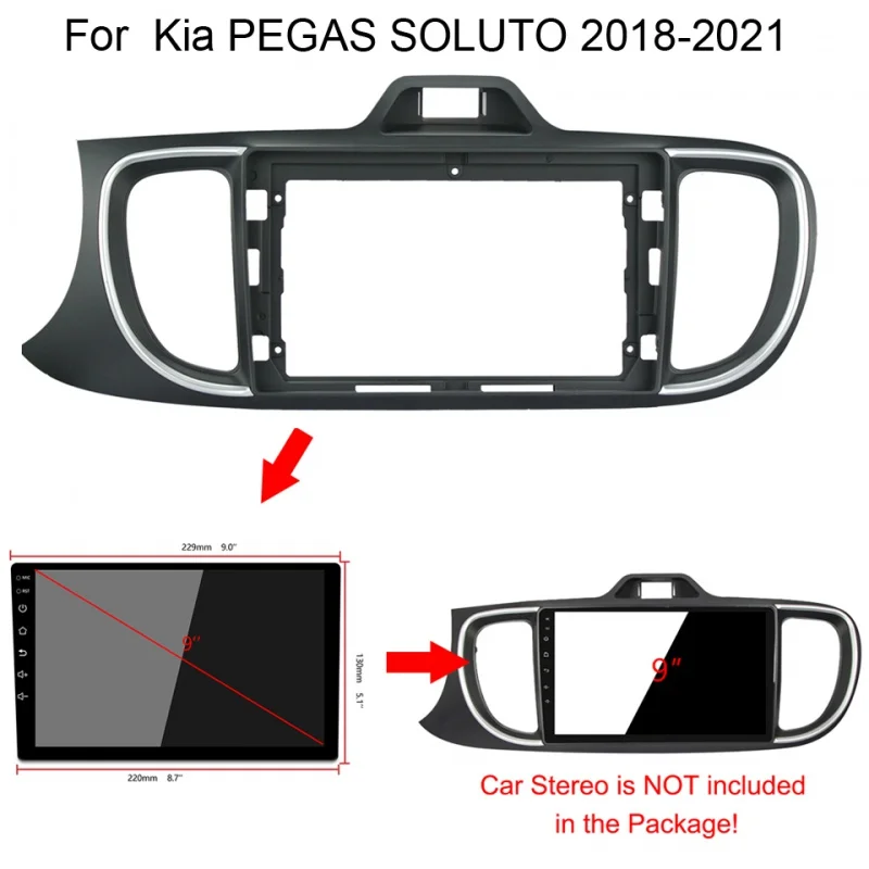 9inch Car DVD Frame For Kia PEGAS SOLUTO 2018-2021 Double Din Radio Player Audio Fitting Adaptor Dash Trim Kits Facia Panel