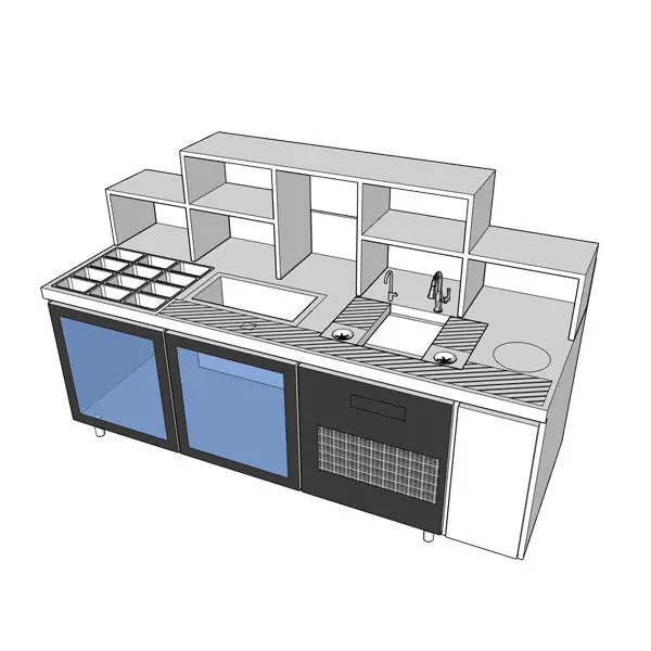 1.5meters Custom bubble tea machine refrigerate working water bar Milk tea counter With Coffee shop equipments