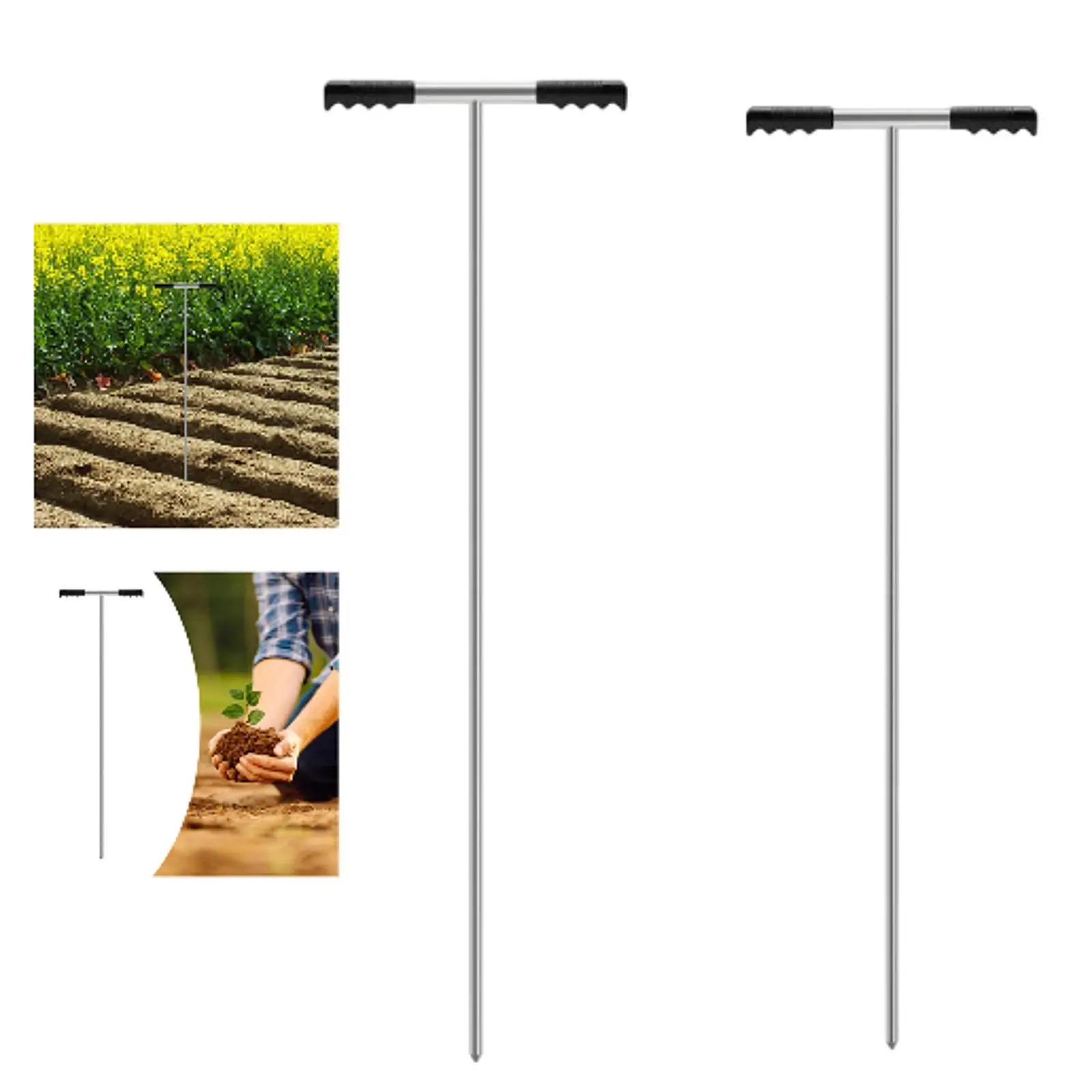 Soil Probe Rod with T Handle Portable Comfortable Grip Ground Probe Rod for