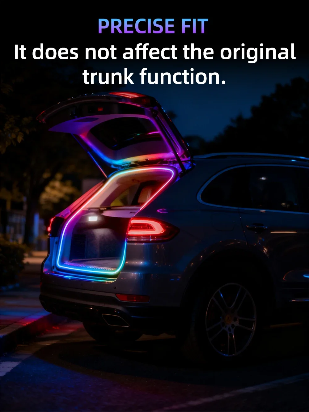 Dynamische Fließende Kofferraum-Lichtleiste für SUV 400cm Flexibler Mehrfarbiger RGB-Neon-Ambientebeleuchtung 12V App-Steuerung Umgebungslicht – Detail 7