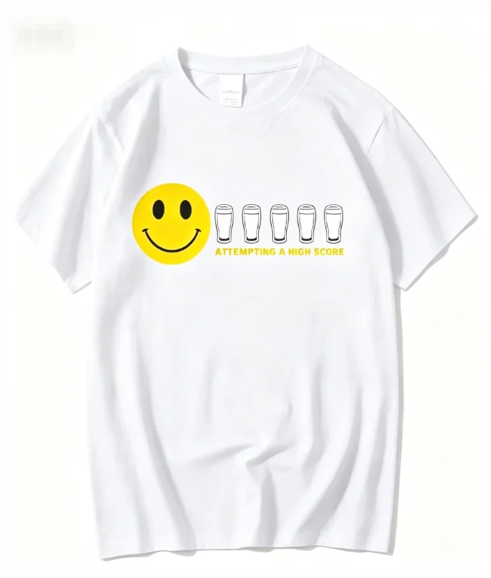 Men's High Quality Cotton Padded T‑Shirt Funny Graphic Print Summer Casual Loose O‑Neck Short Sleeve Male Tops Daily Wear Tees