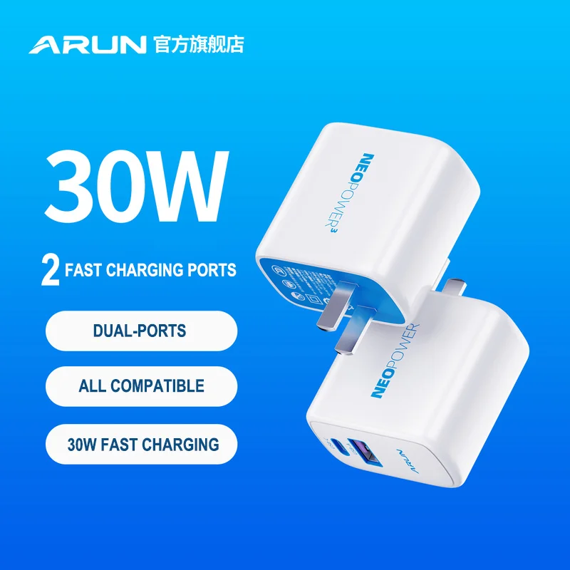 

Arun GaN Fast Charger 30W PD USB C Charger Adapt For iPhone 14 13 Pro Max Macbook Quick Charge For Xiaomi Mobile Phone Charger