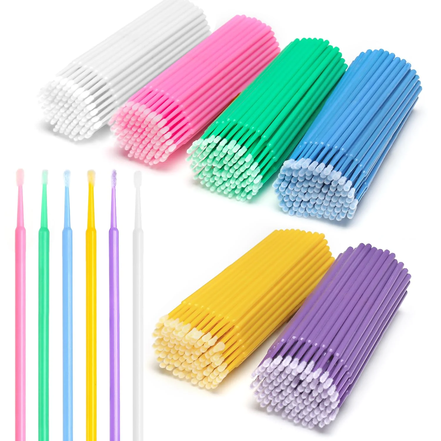 100Pcs Eyelash Cleaning Brush Individual Eyelashes Micro brush Lash Extension Micro Cotton Swab Beauty Makeup Clean Remover Tool