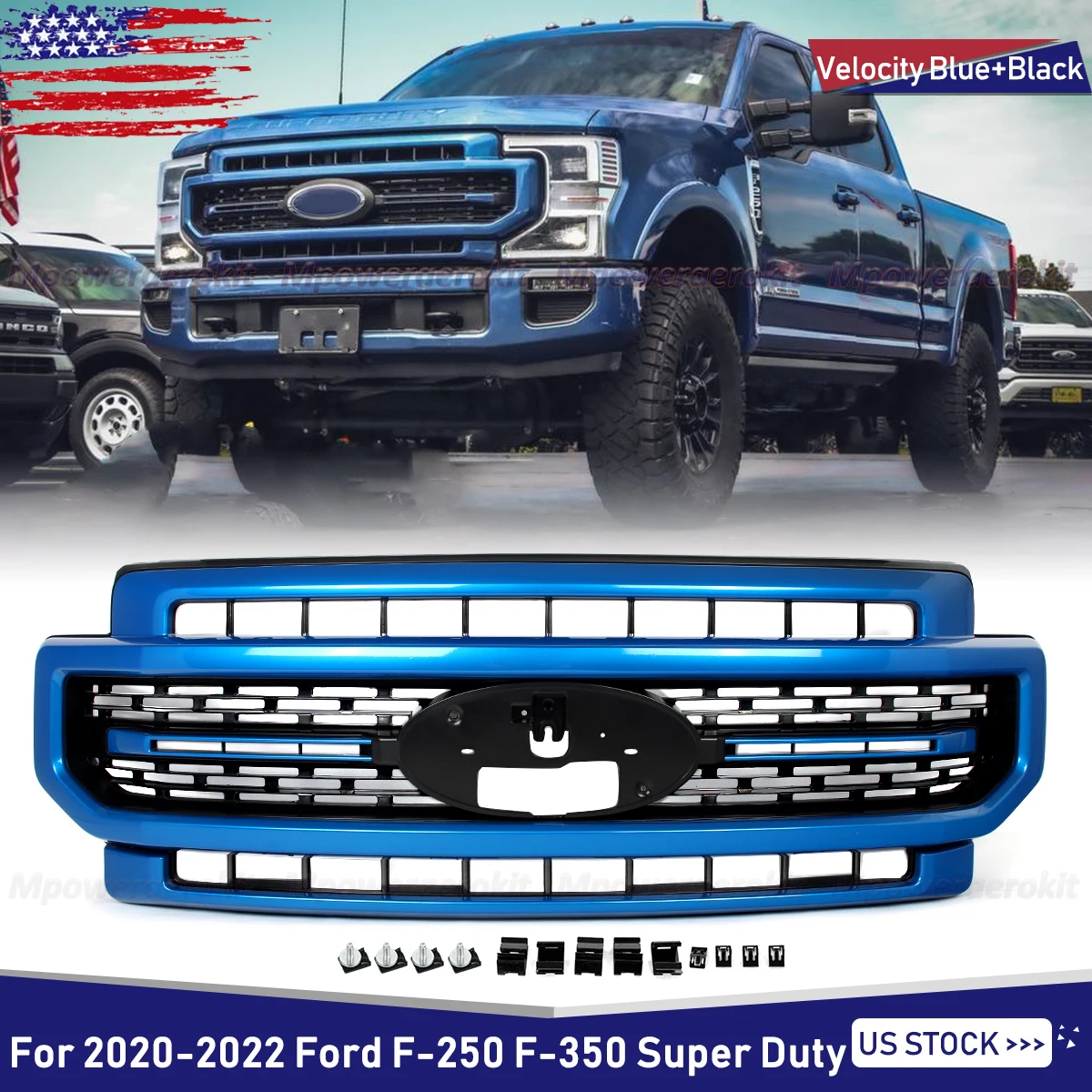 Font Grill Assembly Replace Ford F250 F350 F450 F550 Super Duty 2020 2021 2022 Lariat Style Grille Front Radiator Grill Magickit