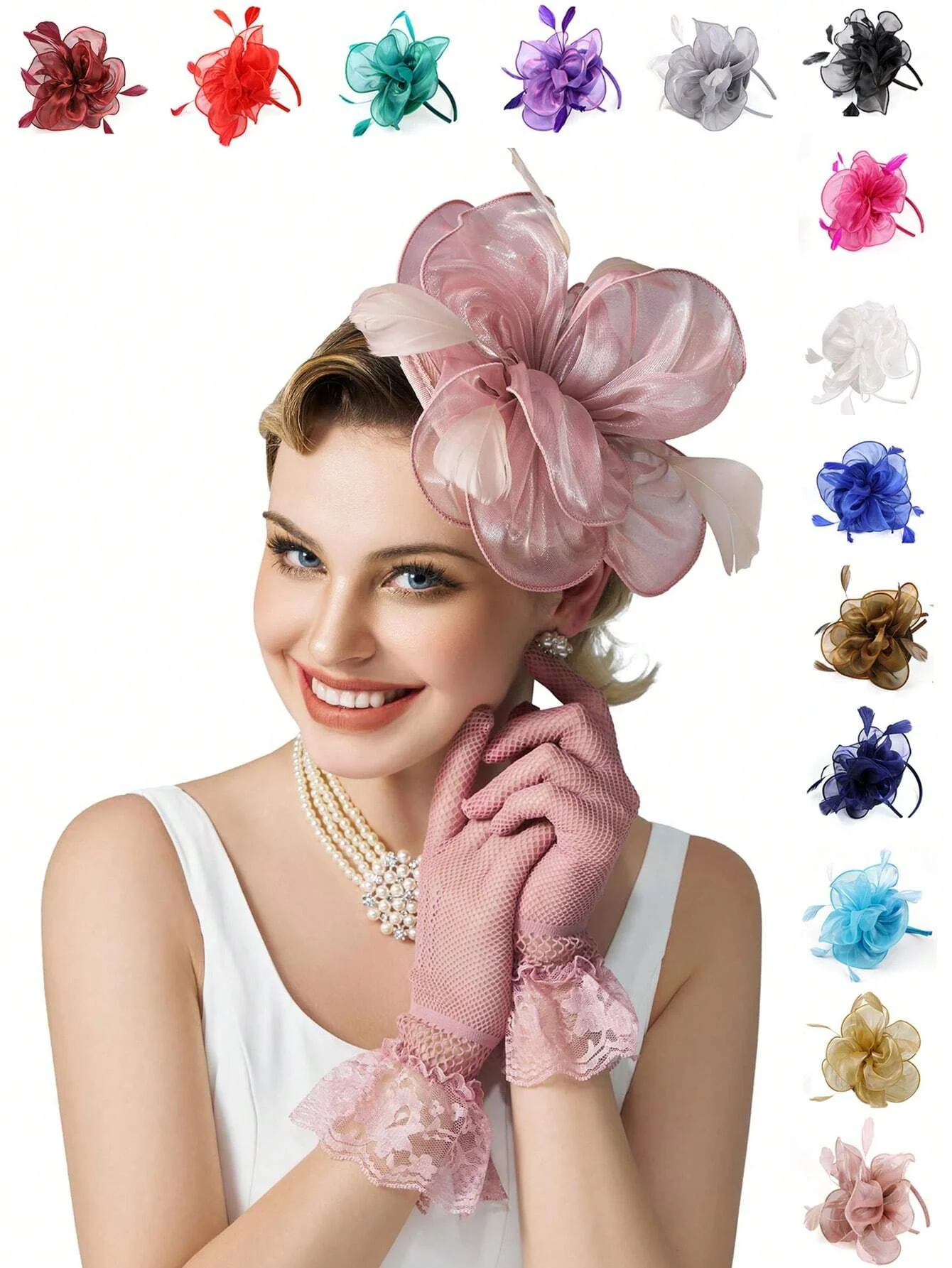 Elegant 1pc Fascinator Hats For Women - Tea Party Hats Kentucky Fascinators Derby Hat Wedding Cocktail Flower Feathers Hair Clip