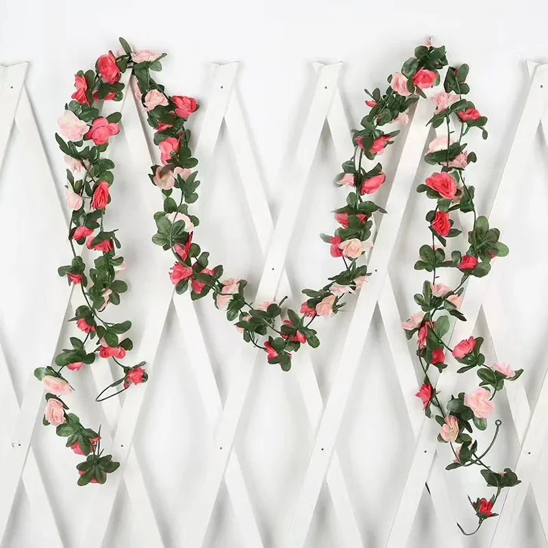 

2.2 Meters Rose Artificial Flowers Christmas Garland for Wedding Home Room Decoration Spring Autumn Garden DIY Fake Plant Vine