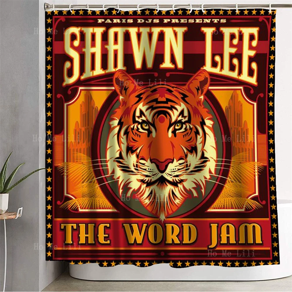 King Of The Forest Tiger Vector Pattern Words Jam Singaporean Male Actors Shower Curtain For Bathroom Decor