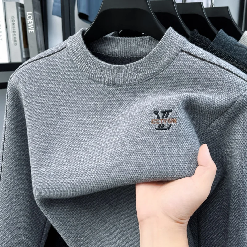 

Hot Selling Designer Quality Men's O-Neck Knitted Sweater Skin Friendly Thick Letter Embroid Pullover Winter Versatile Menswear