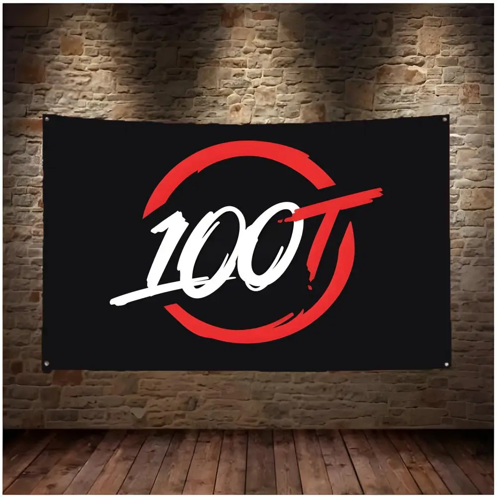 esports club 100T Flags Daily four ring borderless design indoor outdoor decor easy hang install