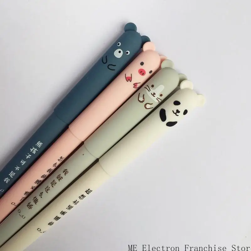 T5EA 4piece kreskówki z usuwaniem żelu Pen Blue Ainks 0,35 mm igły Wskazówka Szybkie suszenie do pisania narzędzie do pisania