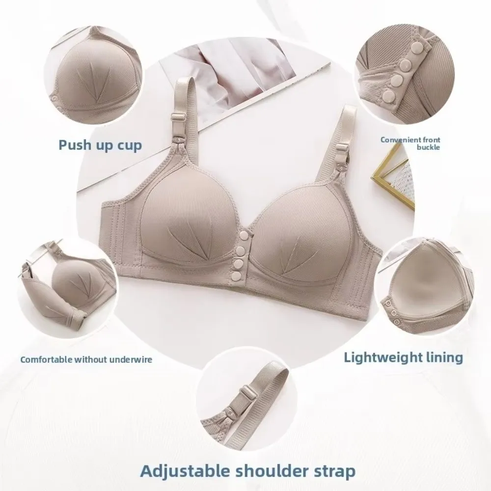New No Steel Ring Front Buckle Bra Soft Breathable Traceless Vest Anti-sagging Gathered Style Front Fastener Bra Moms