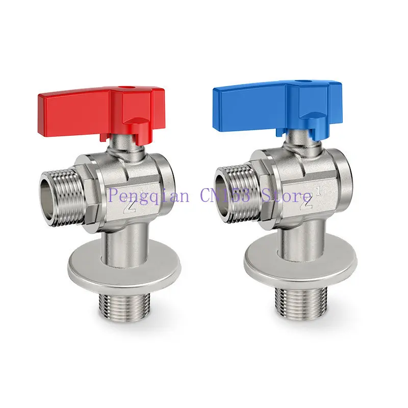 Full open large flow all copper hot and cold water 4 points ball valve 6 gas water heater special triangle valve switch