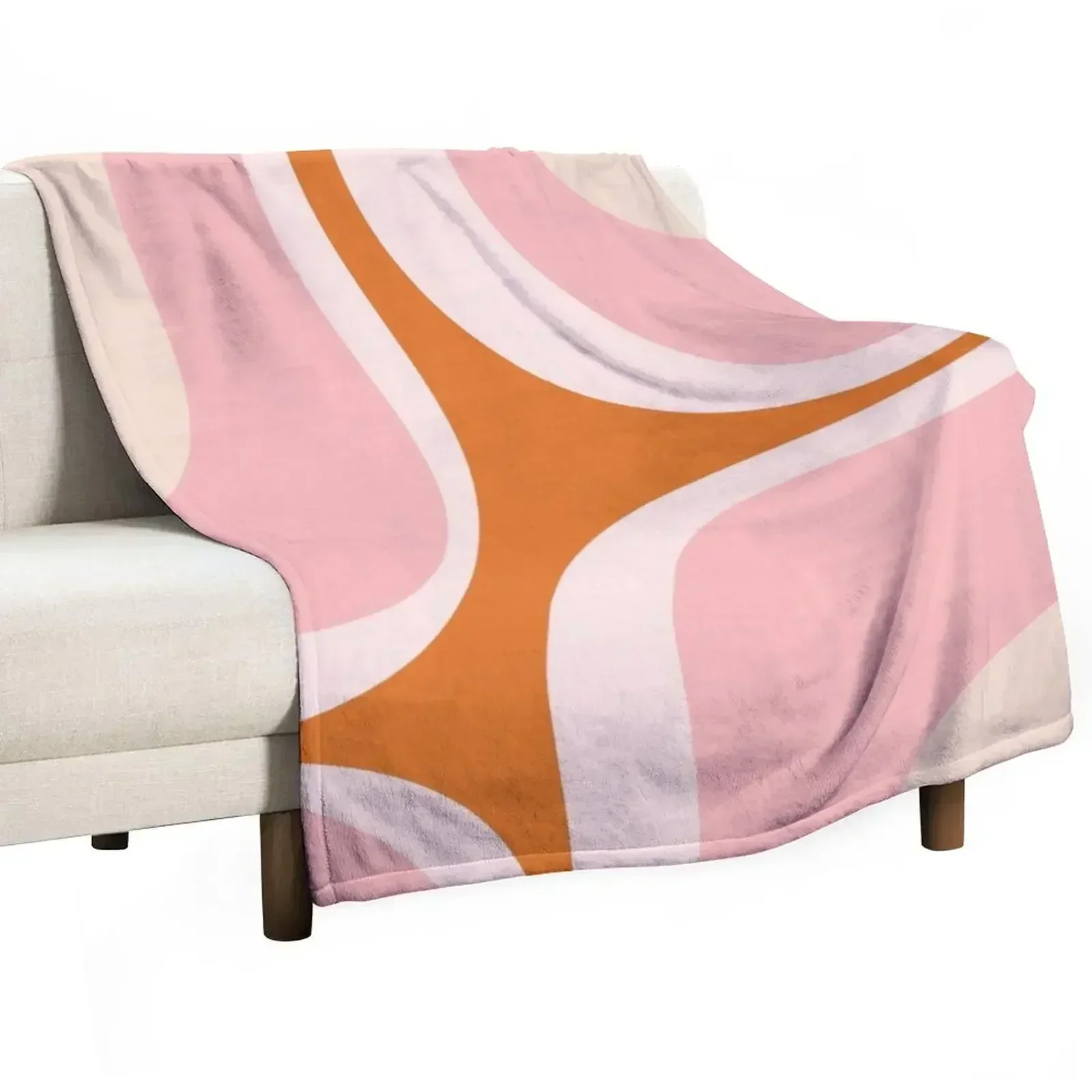 Retro Groove Pink and Orange Minimalist Abstract Throw Blanket Baby Sofa Hair Custom Blankets
