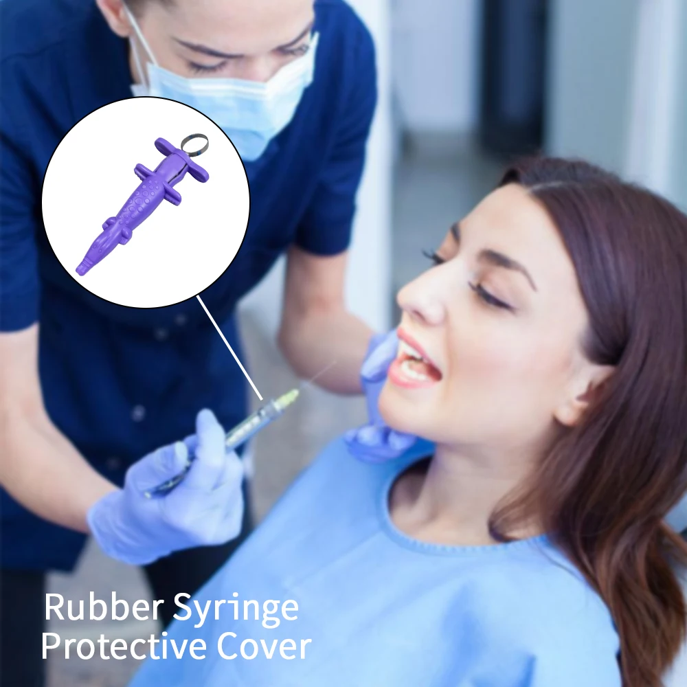 2pc Reusable Dental Syringe Sleeve Crocodile Shaped Dentistry Syringe Protective Cover Dentist Surgical Injector Tool Instrument