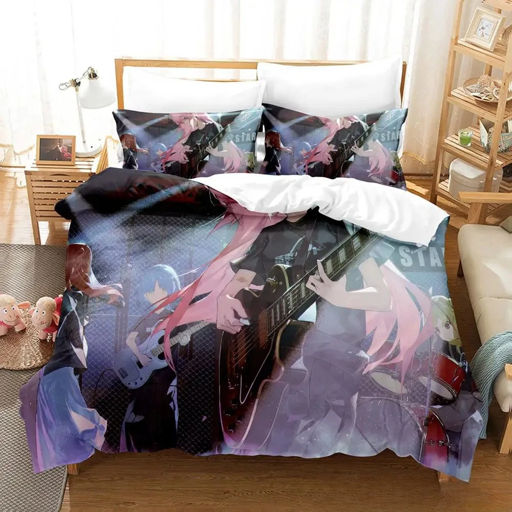 Kawaii Anime BOCCHI THE ROCK Gotou Hitori Bedding Set Single Twin Full Queen King Size Bed Set Adult Kid Bedroom Duvetcover Sets