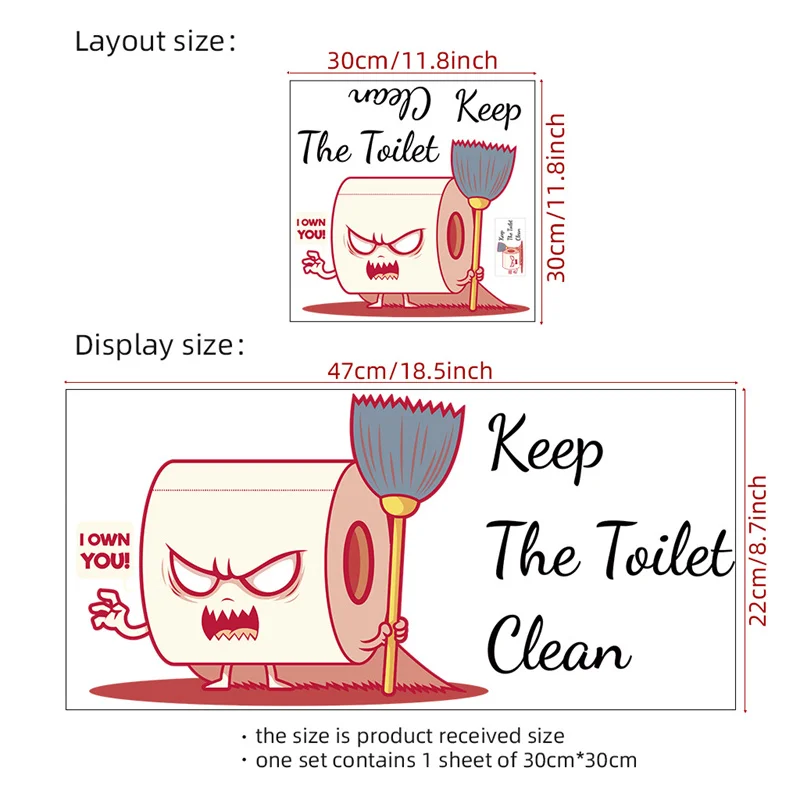 Funny Roll Paper Toilet Sticker Toilet Lid Sticker For Bathroom Cartoon Sticker Decal Toilet Decoration Self-adhesive Sticker