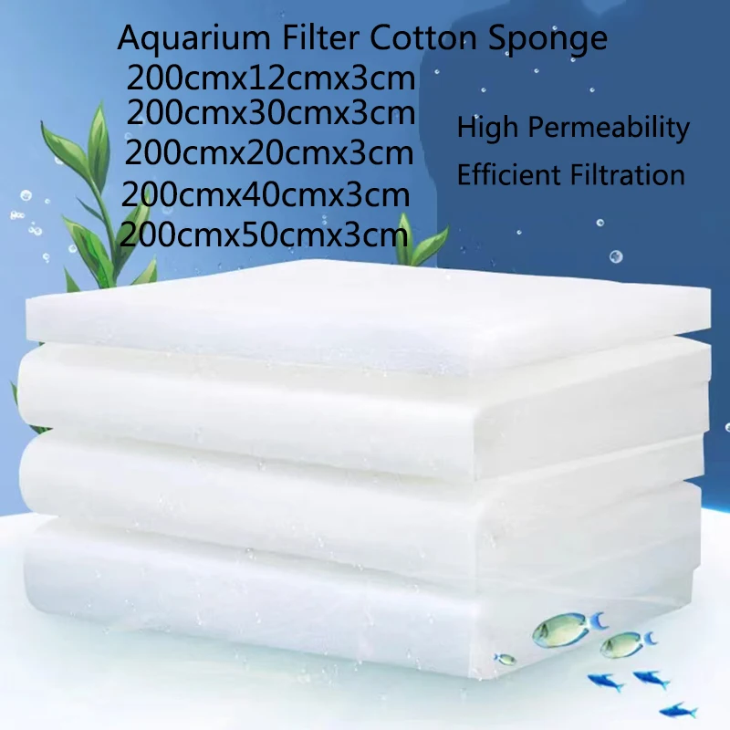 3cm Thichness Aquarium Filter Super Thick Biochemical Filter Cotton Sponge for Aquarium Fish Tank Bio Cotton Foam Skimmer 200cm