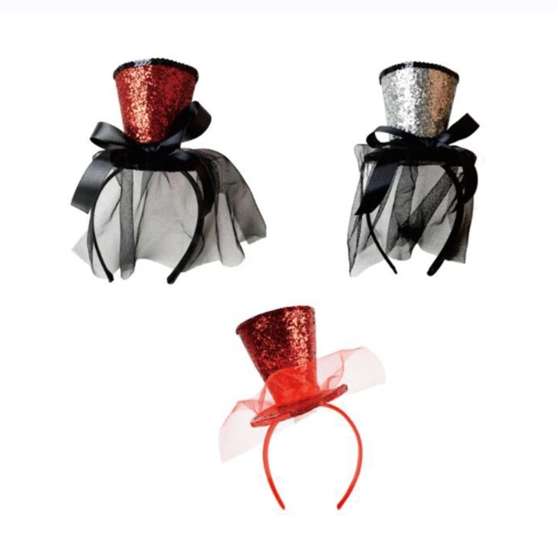 M2EA Mini Top Hat Decor Headband Festival Hair Hoop Xmas Performances Adult Headpiece Halloween Party Costume Prop Unisex
