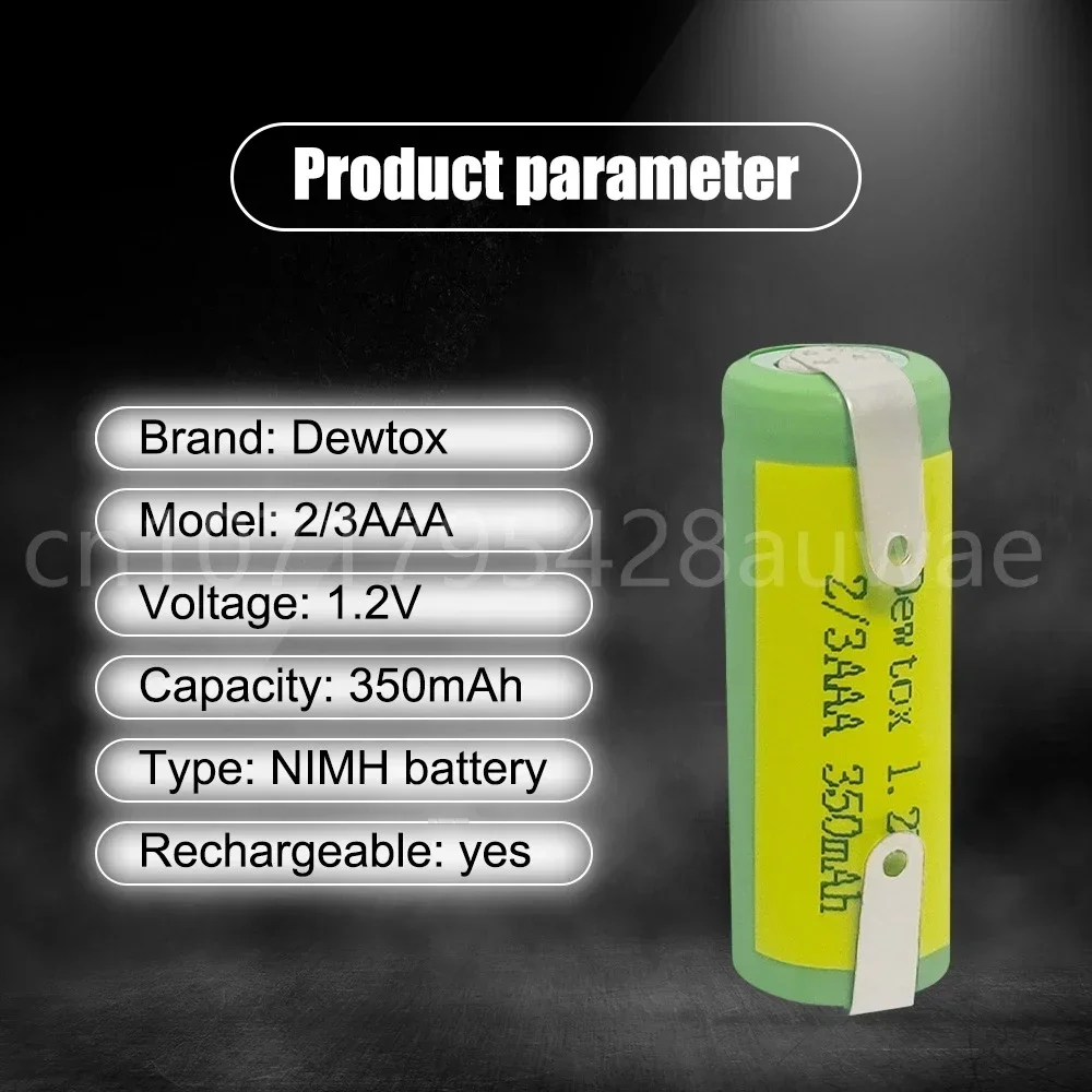 1.2V 2/3AAA 350mah Rechargeable Battery with Solder for LED Lighting Instrument