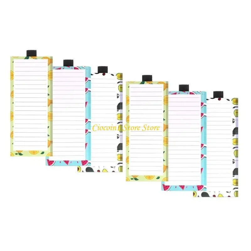 A3PC Kitchen Fridge Memopad Fruit Print Writing Pad Notepads Reminder On Fridge for Grocery List Shopping Lists