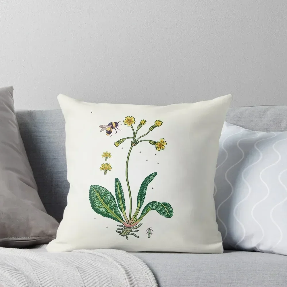 

yellow cowslip and bee Throw Throw Pillow christmas decorations 2025 Luxury Cushion Cover Room decorating items pillow