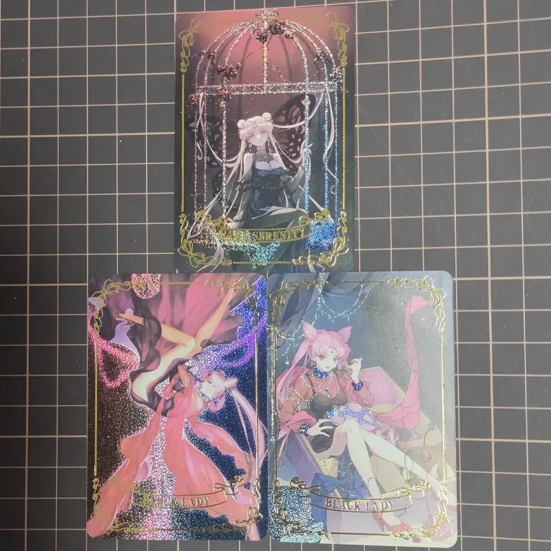 DIY  Sailor Moon Lady Black Flash Card A Set of Three Sheets Anime Peripheral Game Collection Card Holiday Gift