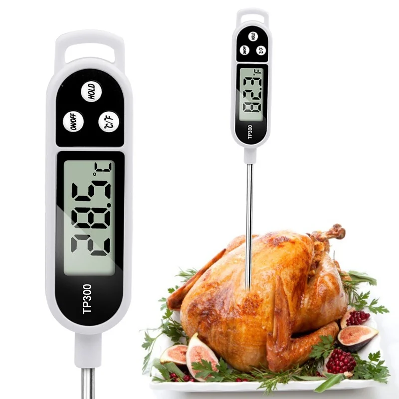 Food Thermometer Digital Real-Time Reading Meat And Beverage Thermometer With LCD Display And Probe Electronic Kitchen Thermomet