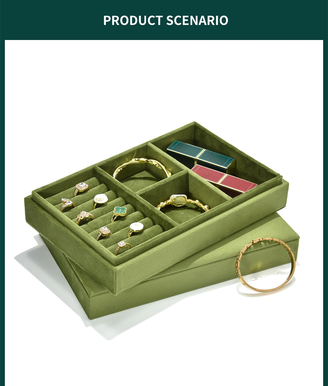TAIMY Velvet Personalized Custom Logo Jewelry Box Storage Jewellery Tray Dressing Table Organizer