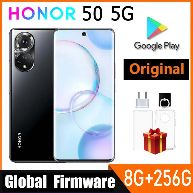 HONOR 50 5G الهاتف الذكي البرامج الثابتة العالمية 8GB RAM 256G ROM CPU Qualcomm Snapdragon 778G الكاميرا الرئيسية 108MP 6.57 بوصة