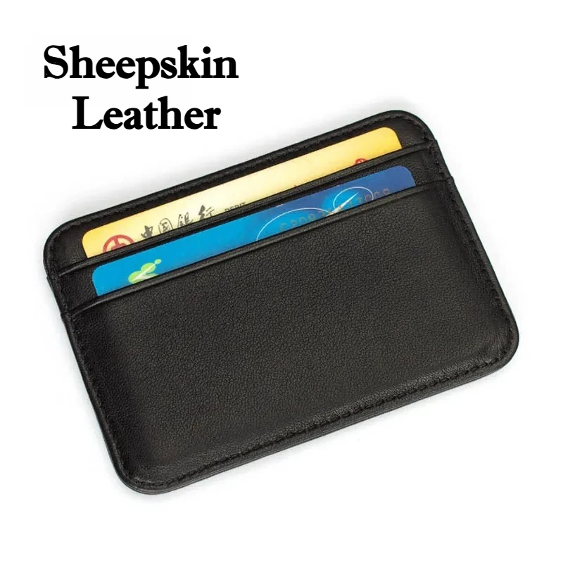 

Business Sle Slim 100% Sheepskin Genuine Leather Men's Mini Wallet Male Thin Mini ID Credit Card Holder Small Cardholder Purse