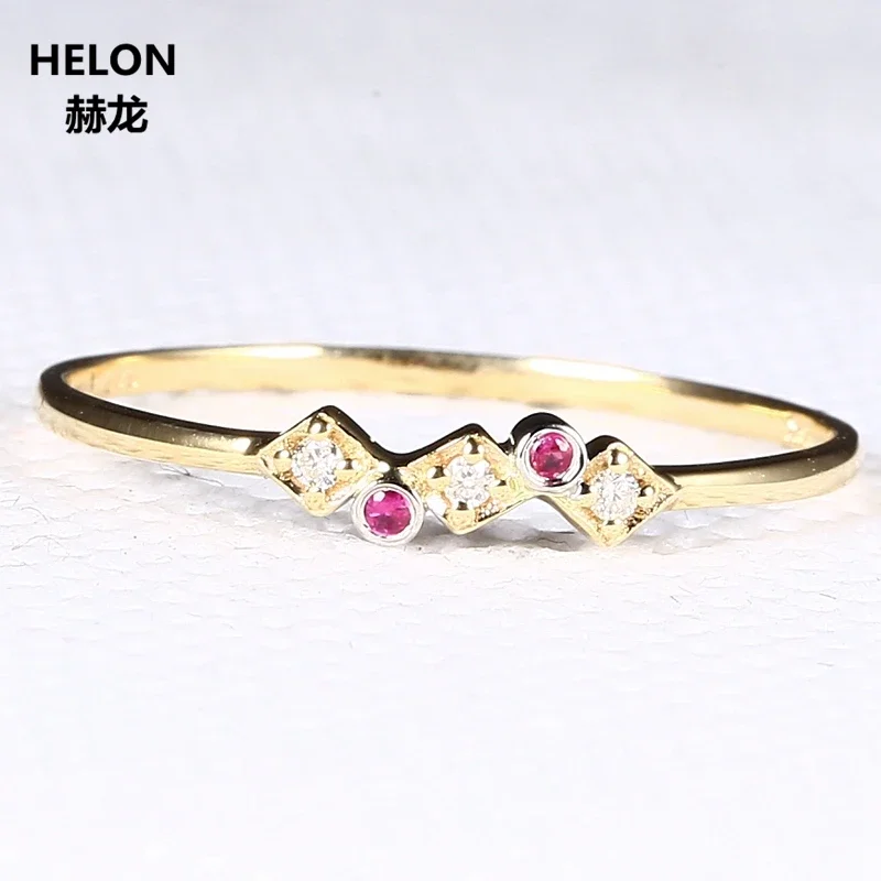 

Solid 14k Yellow Gold White Gold Natural Diamonds Ruby Wedding Band Engagement Ring for Women Fine Jewelry