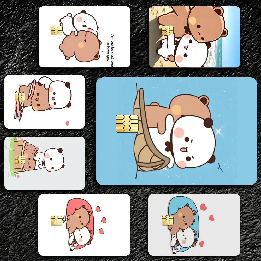 Cute panda BuBu DuDu  Credit Card HD Stickers Premium matte film effectively prevents fingerprints and daily abrasion.