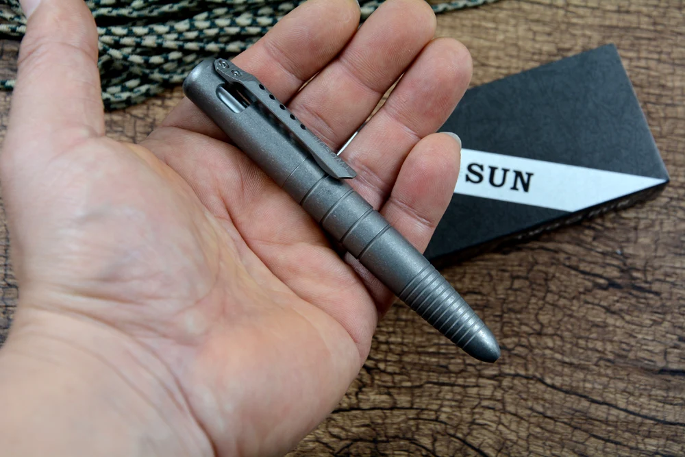 TWOSUN TC4 Titanium Alloy Tactical Pen Defense Tool Stonewashed EDC Outdoor Daily Writing PEN05