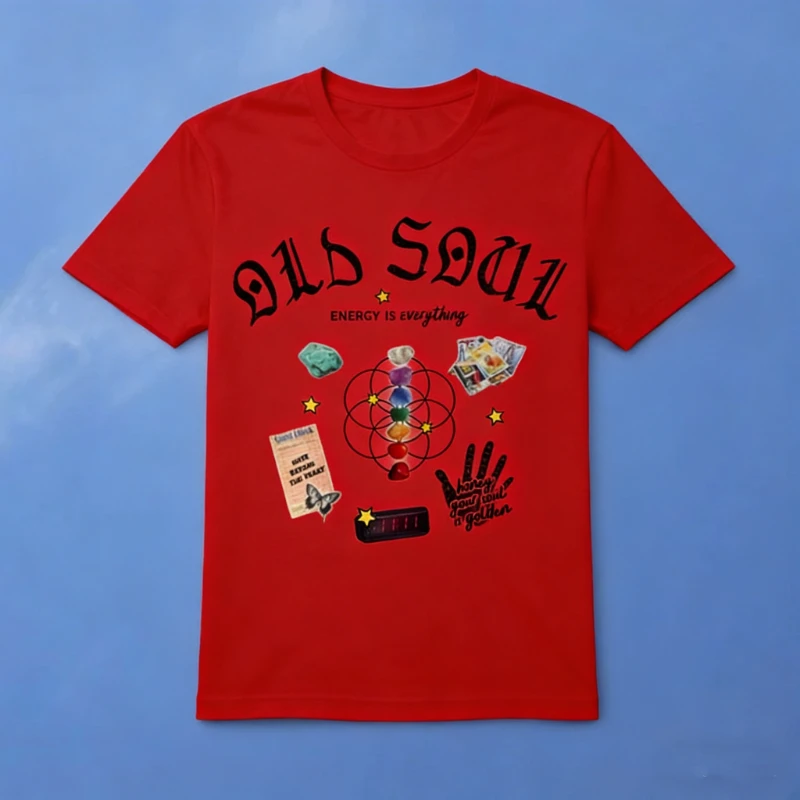 القديمة الروح الطاقة الخريف نمط التأمل اليوغا القطن قميص هدايا للنساء الجمالية بوهو Y2K ريترو الشارع الشهير الملاك عدد قميص