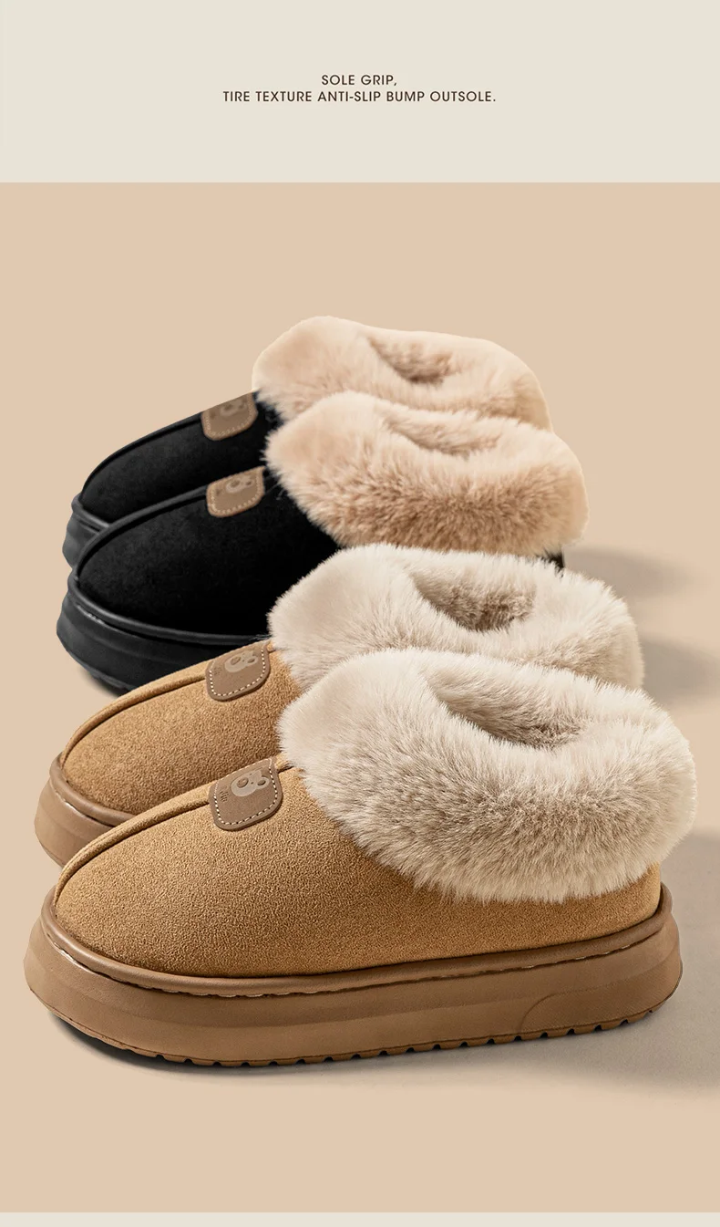 Mit Fleece gefütterte Winterhausschuhe für Männer und Frauen mit Knöchelabdeckung, dicke Sohle, leicht, Eva, für drinnen und draußen, warme Heimschuhe, mehrere C – Detail 6