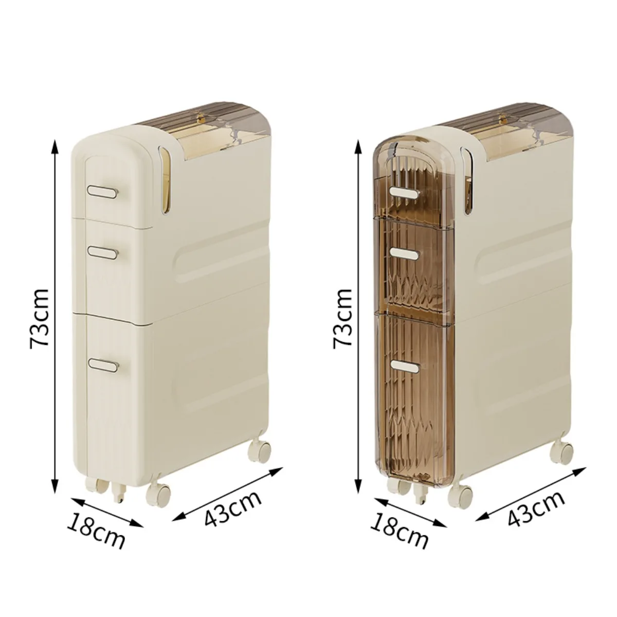 4-Tier Slim Rolling Cabinet Bathroom Laundry Kitchen Cart Narrow Drawers Toilet Paper Holder Casters Waterproof Frame view 5