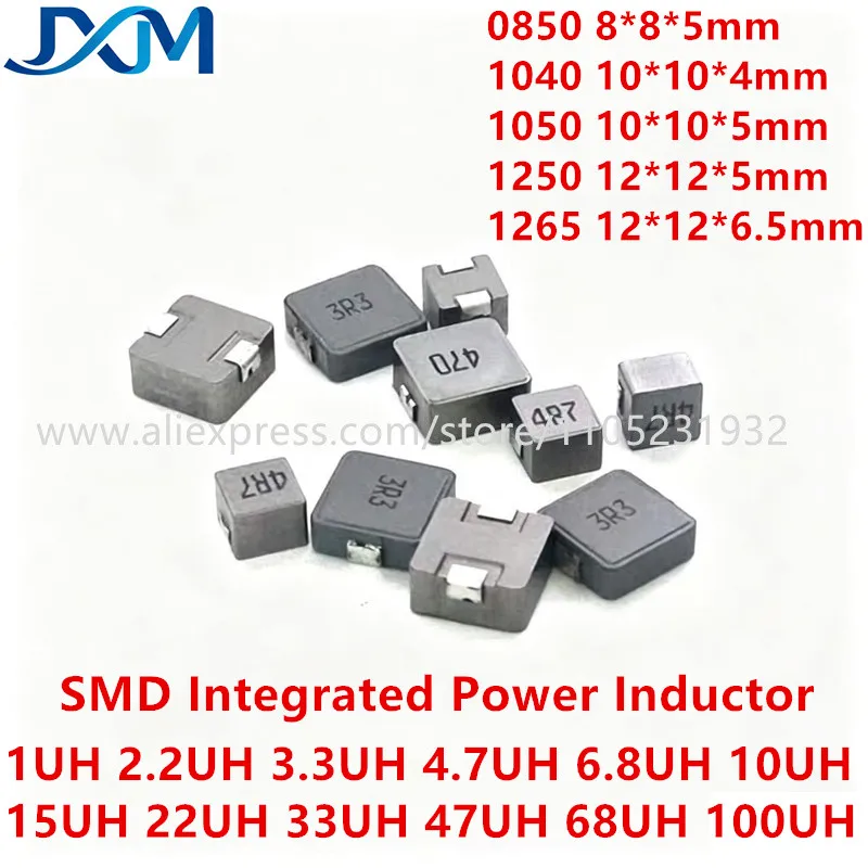 10pcs/lot SMD Integrated Power Inductor 0850 1040 1050 1250 1265 1uH 2.2uH 3.3uH 4.7uH 10uH 22uH 33uH 47uH 100uH SMD Inductance