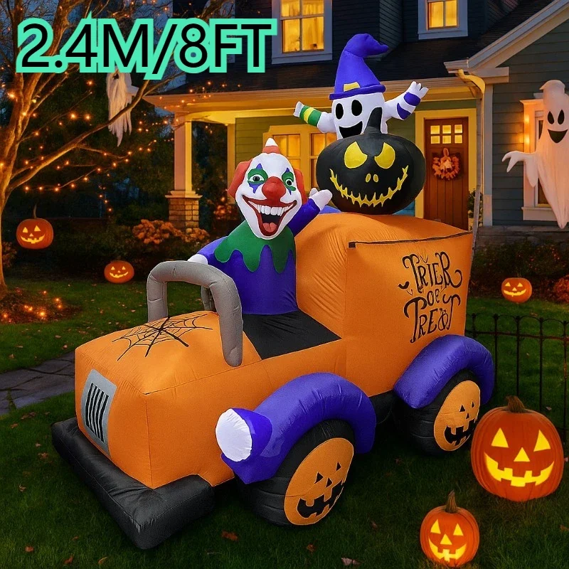 8FT هالوين نفخ اللعب مهرج شبح شاحنة المدمج في المصابيح هالوين مخيف لحديقة ساحة الطرف الديكور نفخ نموذج #1