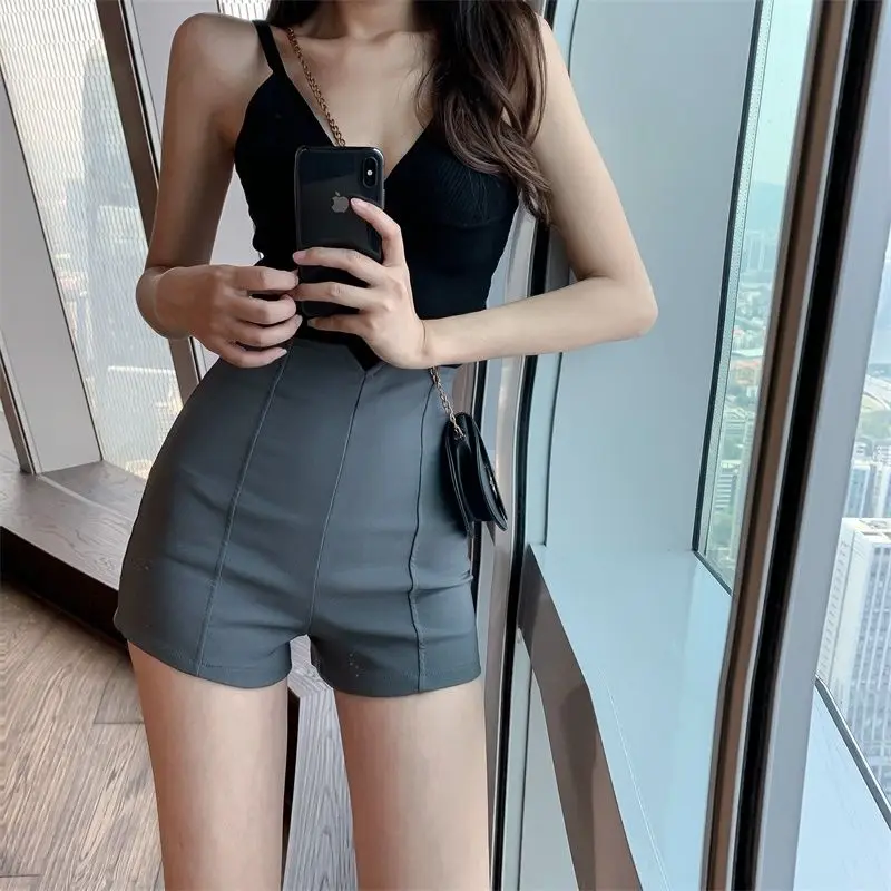 Women Shorts Fashion Comfortable Solid Chic Harajuku Casual Skinny Design Basic Femme Korean Style Simple All-match Daily Mujer