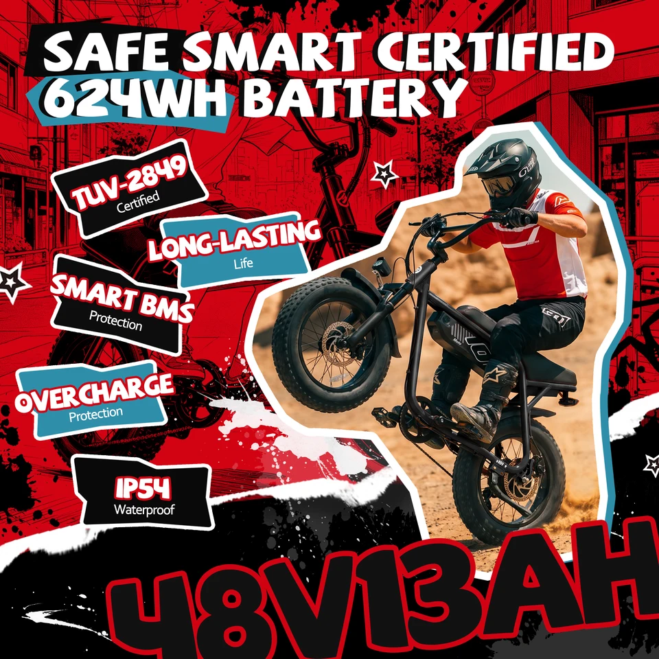 ESKUTE V101 Electric Dirt Bike,16'x4.0 Fat Tire Ebike,Electric Dirt Bike, 28mph, E Bike UL2849, 1 Year Warranty image 12