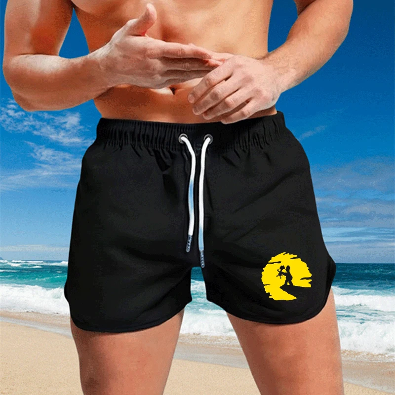 Summer father's love Men's Beach Shorts Lightweight Elastic Closure Short Pants With Pockets Running Sports Fitness Shorts