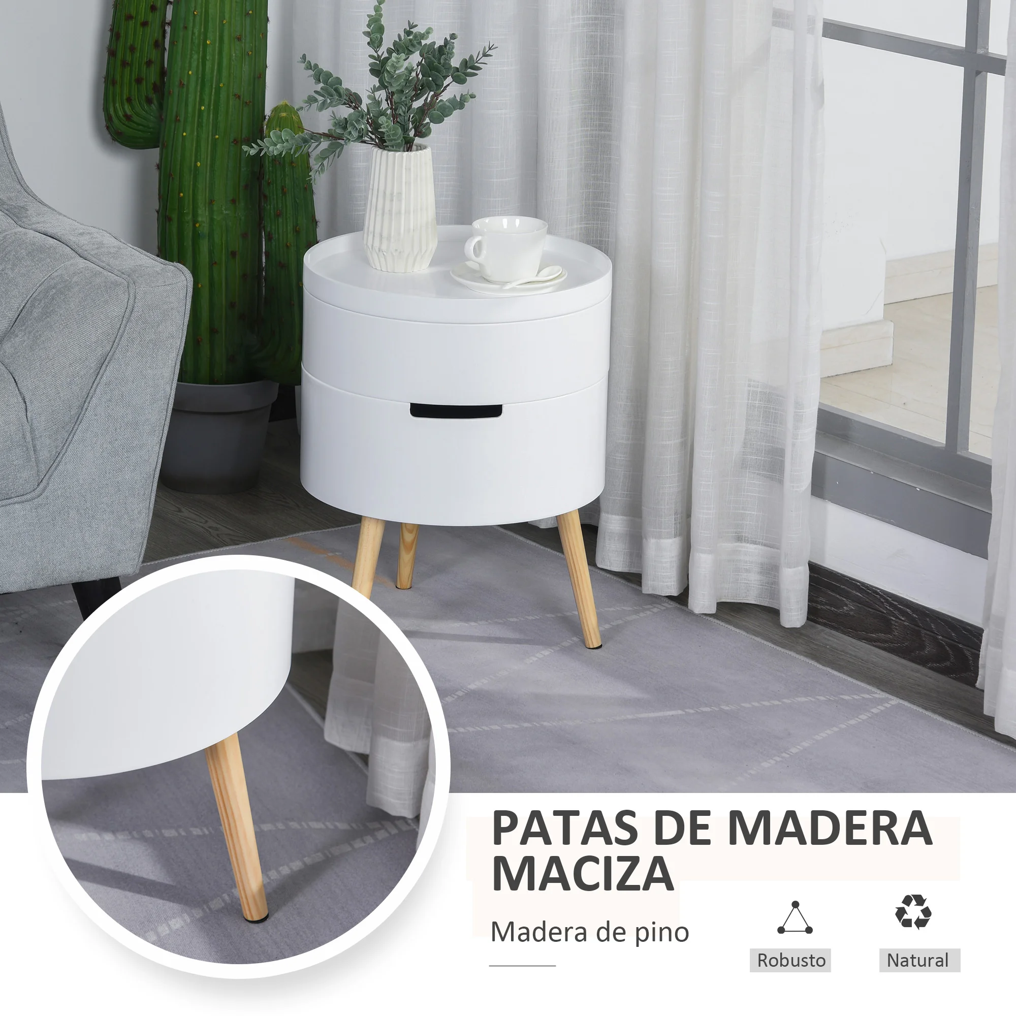 Homcom moderne salontafel met 3 niveaus en 2 opbergdozen, wit