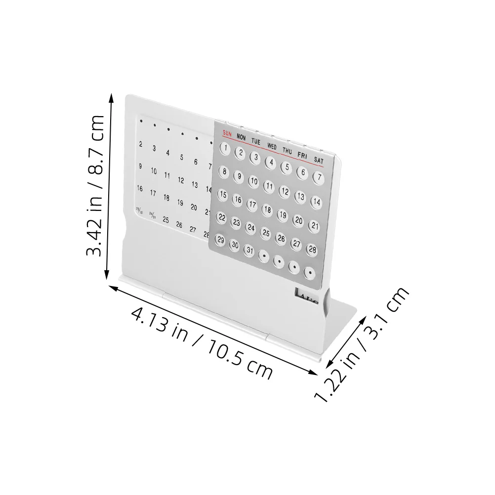 2 قطعة تقويم مكتبي دائم من الألومنيوم ديكور مكتبي معدني إبداعي منظم مكتب تقويم قائم صغير للمهم #4