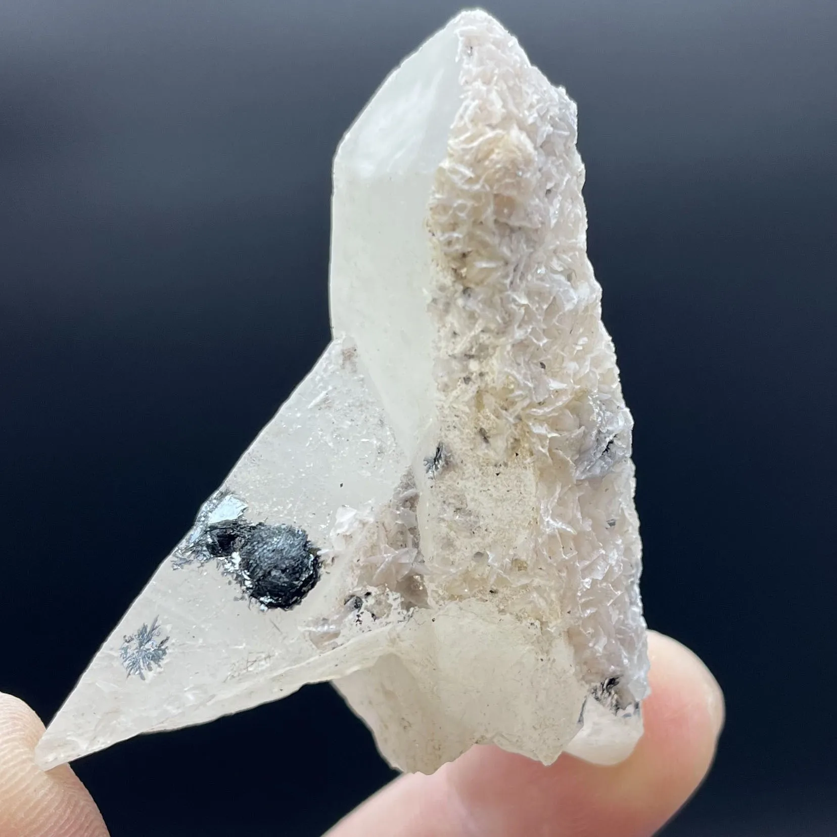 

Natural mirrorite and calcite symbiotic crystal cluster specimen Feng Shui energy healing stone