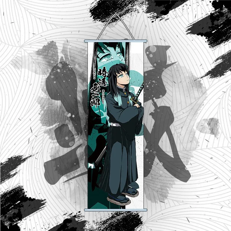 Demon Slayer Cartoon Anime Tanjirou Nezuko Scroll Canvas Wall Hanging Painting Home Decor Anime Poster Wall Art Room Decoration