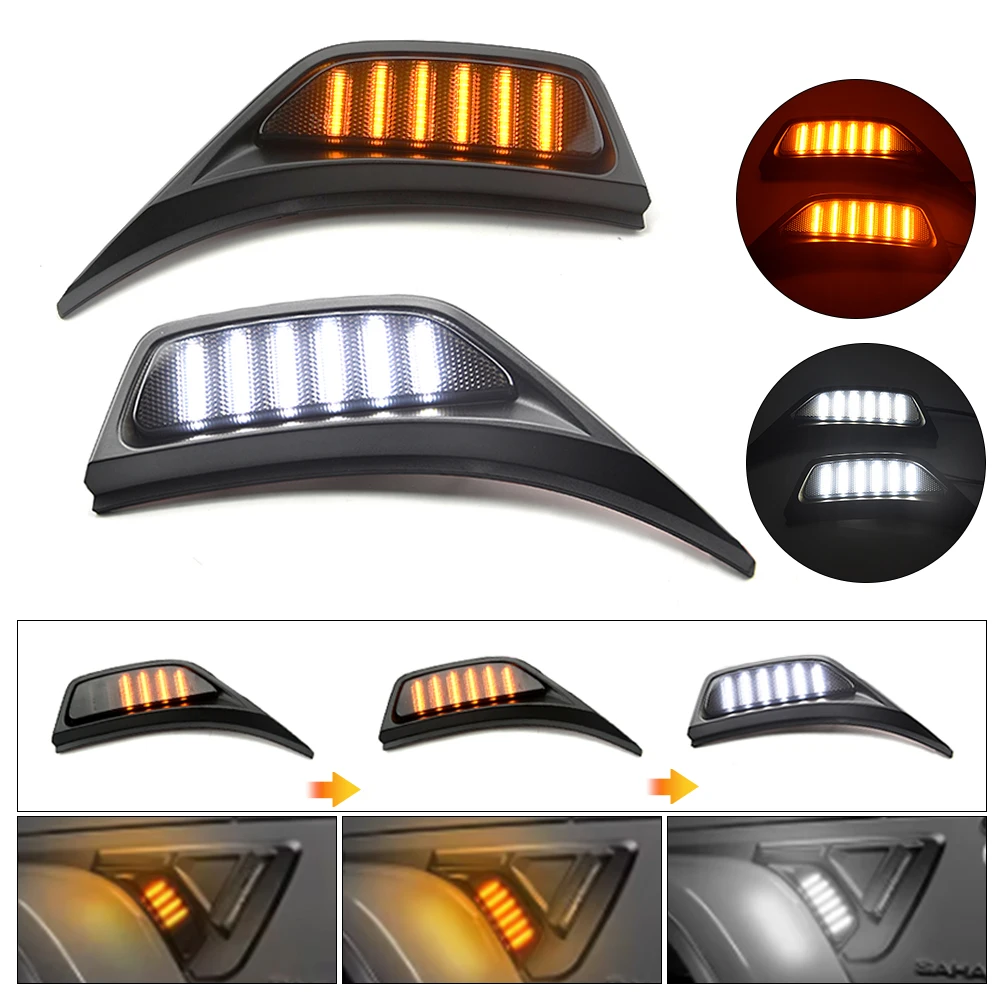 2x Smoked Front Fender LED Repeat Side Marker Lights DRL Daytime Running Lamp For Jeep Gladiator JT Wrangler JL Rubicon Sahara