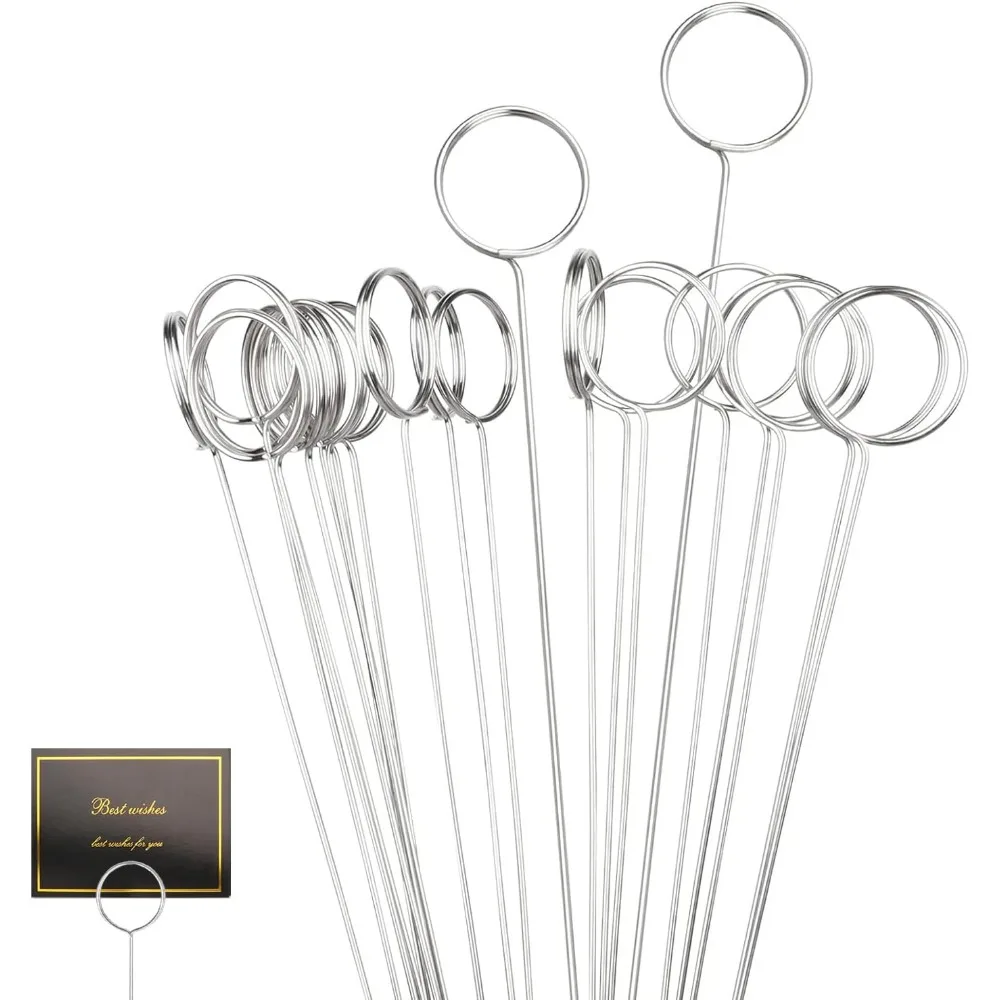

30 Pcs Metal Wire Floral Picks 13 Inch Wire Floral Place Card Holder Picks, Photo Memo Holder, Round Table Name Number Card Hold