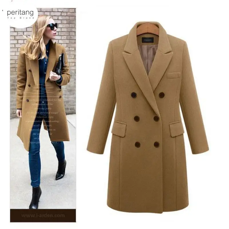 

Winter Women Wool Coats 2024 Casual Effects Jackets Woolen Overcoat Elegant Double Breasted Long Ladies Coat Outwear