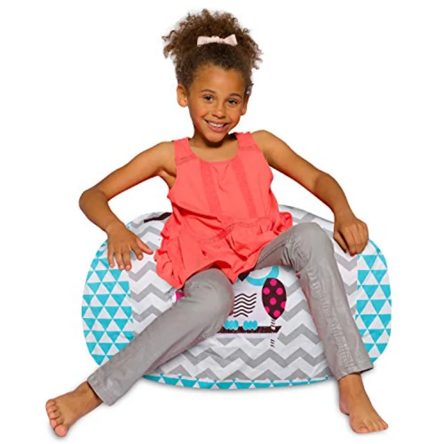 Bean Bag Chair for Teens and Adults Includes Removable and Machine Washable Cover 27in - Medium Canvas Owls White and Blue